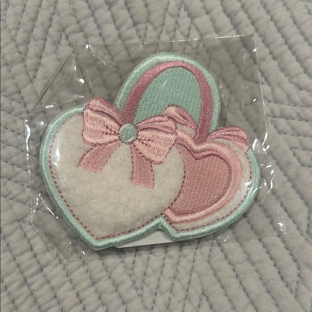 Stoney Clover Lane Pink and Mint Heart Patch with Bow